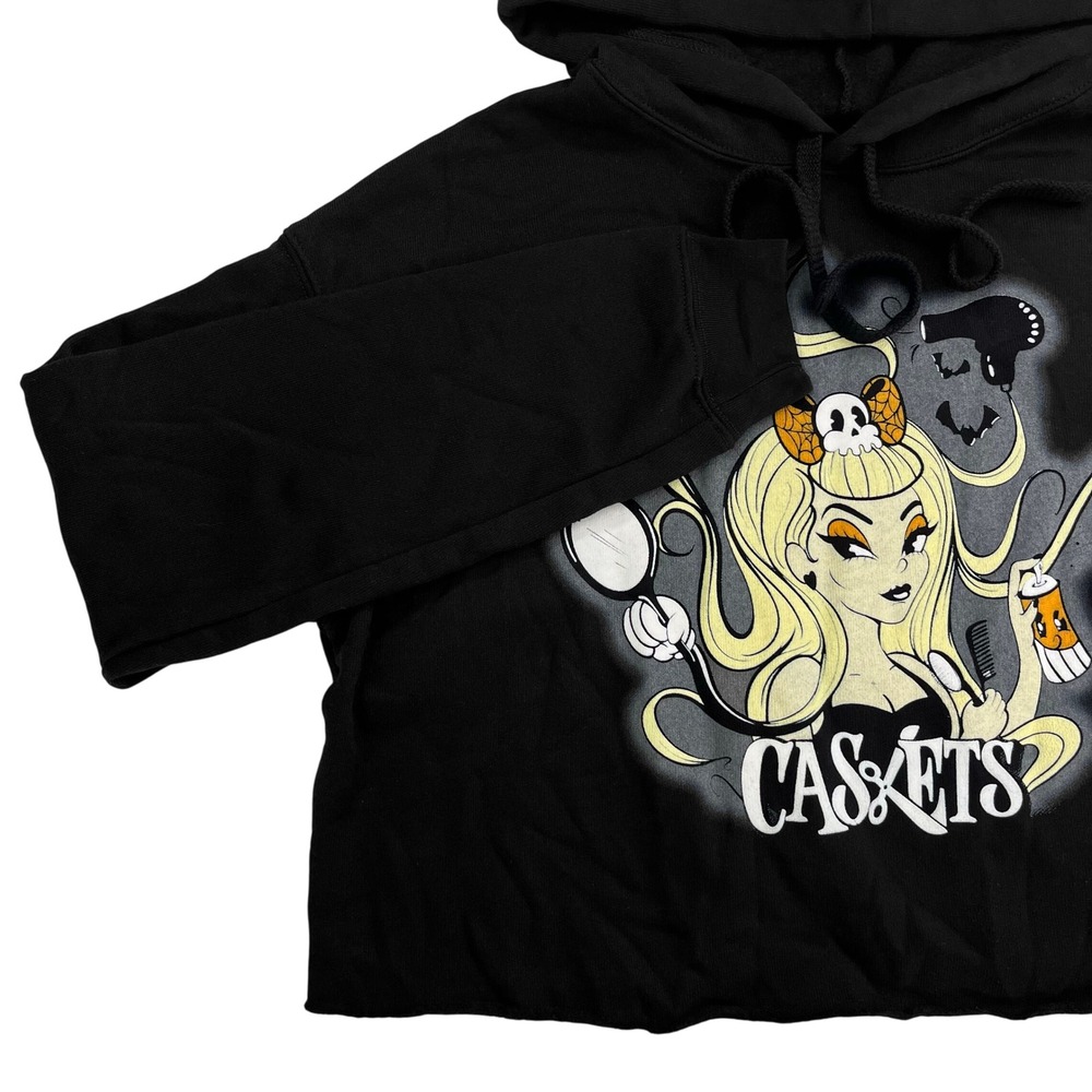 Rusty Butcher Womens M Crop Top Caskets Hair Stylist Halloween‎ Hoodie 617 - Picture 3 of 6